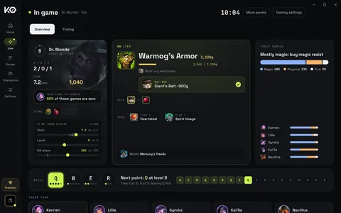 The ko.lol desktop app during a game
